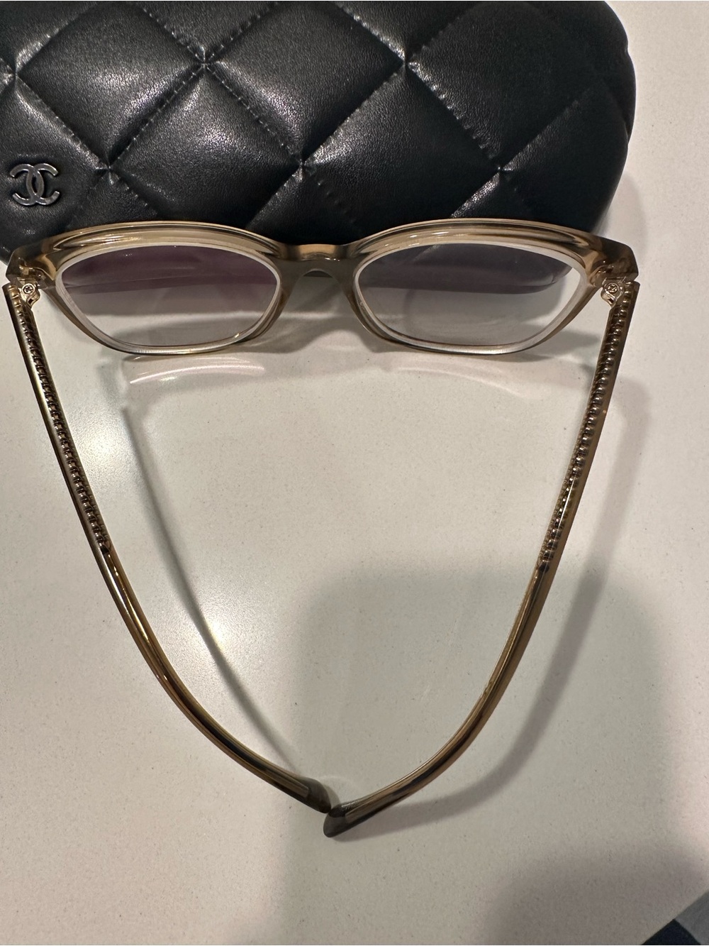 Chanel Women's Clear Brown Cat-Eye Optical Glasses with Quilted Case - Picture 5 of 5